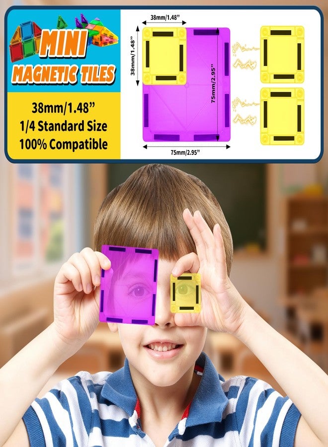 Ferthor Fun Mini Magnetic Tiles Travel Set,1.48 inch Colorful Magnetic Blocks for Kids Ages 4-8,Creative Building Toys,STEM Educational Learning Sensory&Montessori Toys for 3+ Year Old Boys Girls - Image 3